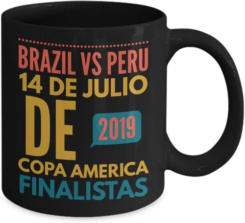 Vista 2 de Brasil vs Perú Futbol Taza de Cafe Vaso, taza café divertidas, tazas personalizadas, taza de café inspiradoras, taza con mensajes positivos.