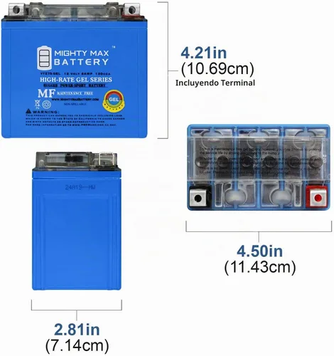 Vista 2 de Mighty Max Battery Batería de gel de 12V 6AH para Honda 450 TRX450ER, TRX450R 2006-2012