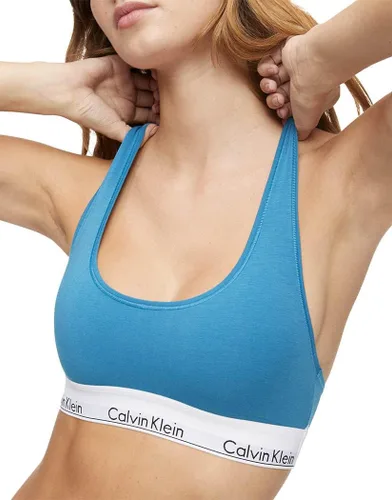 Vista 32 de Calvin Klein Bralette moderno de algodón elástico V-Day sin forro Gris Caliente