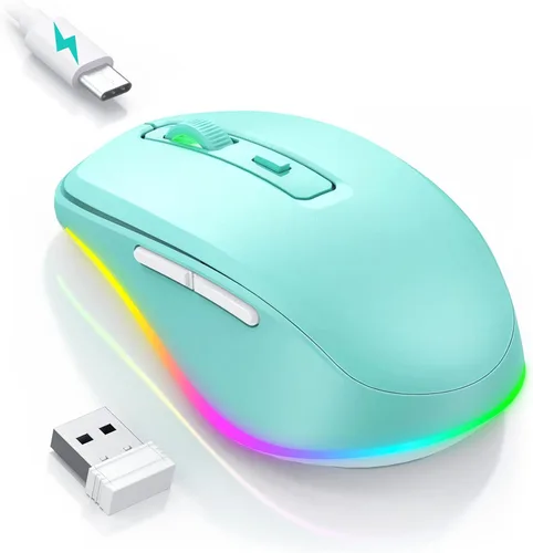 Vista 24 de PEIOUS Ratón Inalámbrico Jiggler – Ratones Inalámbricos LED con Jiggler Mover Integrado, Ratón Móvil Recargable para Computadora con Movimiento