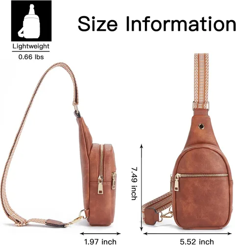 Vista 174 de Telena Riñonera pequeña para mujer, de cuero, cangureras, bolsa de pecho para mujer