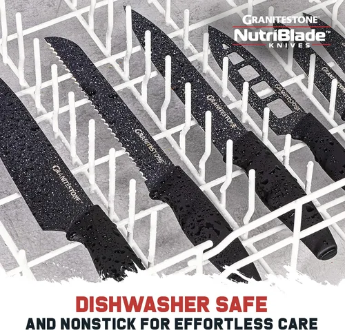 Vista 6 de Nutriblade - Juego de cuchillos con bloque de Granitestone de cocina profesional, 6 piezas, cuchillas de acero inoxidable ultra afiladas