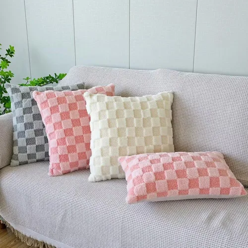 Vista 2 de Juego de 2 fundas de almohada decorativas de piel sintética suave de 12 x 20 pulgadas, fundas de cojín rectangulares para sofá, sala de estar