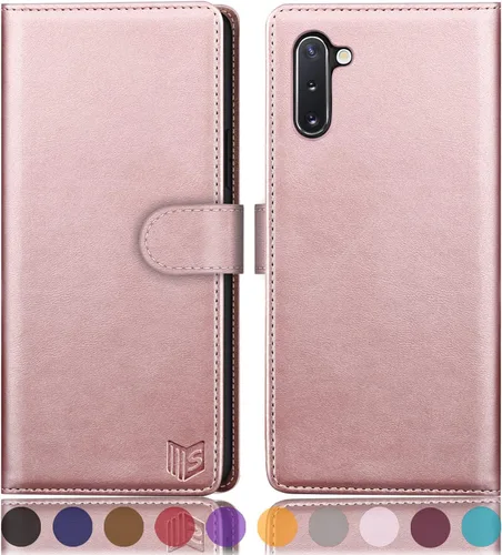 Vista 13 de SUANPOT Funda de piel tipo cartera para Samsung Galaxy Note 10 de 6.3 pulgadas con bloqueo RFID, soporte para tarjetas de crédito, libro de folio