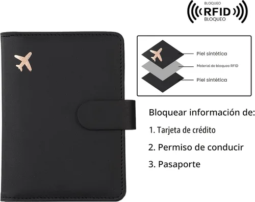 Vista 4 de Melsbrinna - Funda para pasaporte, ranuras para tarjetas, bonita funda para pasaporte para mujeres/hombres, resistente al agua con bloqueo RFID