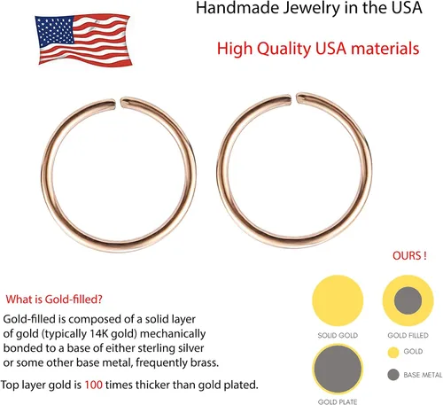 Vista 31 de Juego de 2 pares de anillos de nariz para cartílago pequeños para mujer, tragus, tabique, hélix, múltiples piercings finos
