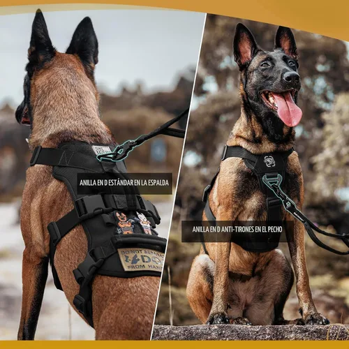 Vista 3 de OneTigris Arnés para perro a prueba de escape, arnés para perro sin tirones con asas, arnés táctico multiusos para perros grandes, uso diario Negro
