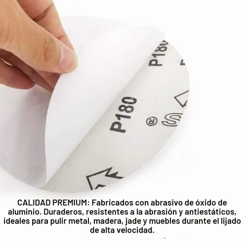 Vista 3 de 60 discos de lijado PSA de 6 pulgadas, 10 de cada uno de 80, 100, 120, 180, 240, 400, grano, 6 pulgadas, discos de papel de lija autoadhesivos