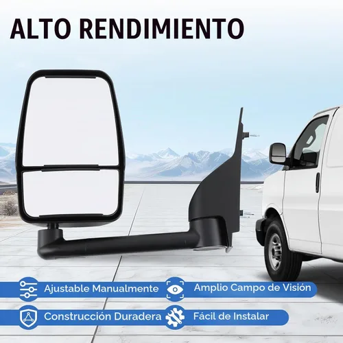 Vista 3 de JDMSPEED Espejo retrovisor lateral izquierdo del conductor compatible con Chevy Express GMC Savana 1500/2500/3500 2003-2019 con ajuste manual