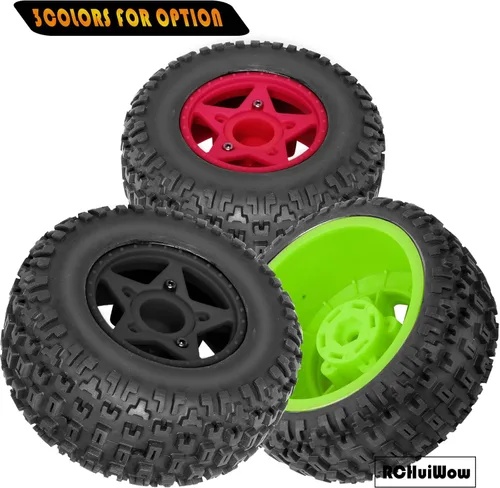 Vista 6 de Ruedas y neumáticos hexagonales RC de 0.472 in/0.551 in para camión escala 1/10, neumáticos de camión RC para 1/10 Slash 2WD 4×4 Senton Axia1 L0SI