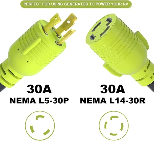 Vista 2 de Adaptador de interruptor de transferencia de generador AOWEITOUR NEMA L5-30P enchufe macho a L14-30R hembra, enchufe de bloqueo giratorio de 30
