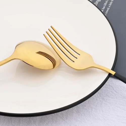 Vista 5 de Juego de cubiertos de espejo de 30 piezas de acero inoxidable 18/0, utensilios de cocina para cena, postre, pastel, té, café, vajilla para 6