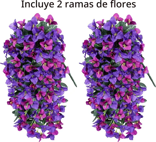 Vista 5 de Flores artificiales de Bouganville falsas para decoración al aire libre, 2 piezas de flores falsas de seda con vides largas colgantes resistentes a