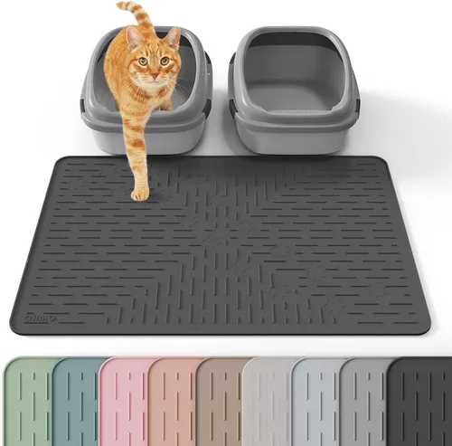 Vista 19 de OHMO Alfombrilla Grande para Arena de Gatos Alfombrilla de Captura Premium Goma de Silicona 31.5 x 23.6 pulgadas Gris Ceniza, Alfombrilla para Caja