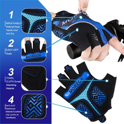 Vista 3 de Guantes de ciclismo guantes de bicicleta guantes de ciclismo para hombres y mujeres guantes de bicicleta de montaña de medio dedo guantes