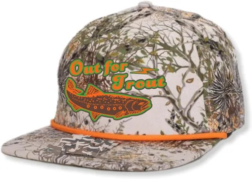 Vista 16 de ThatsRad Out for Trout Camionero Camuflaje Sombrero Visera Cuerda Snapback Camo Pesca Mosca