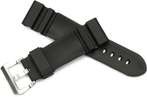 Vista 3 de Compatible con correa de reloj de 0.945 in de goma negra para Alt Panerai.