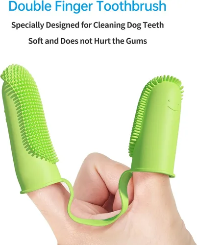 Vista 5 de Paquete de 2 cepillos de dientes para perro, cerdas envolventes de 135º para facilitar la limpieza de los dientes, cepillo de dientes