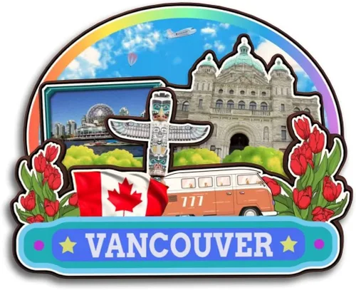 Vista 30 de Langford Vancouver Island Canada - Imán para nevera de madera, colección 3D, hecho a mano, viajes, ciudad, recuerdos, refrigerador, decoración