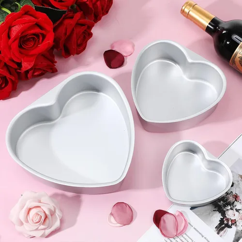 Vista 7 de Mifoci 3 moldes de aluminio con forma de corazón para tartas, molde para hornear en forma de corazón, para bricolaje, cocina, boda, fiesta
