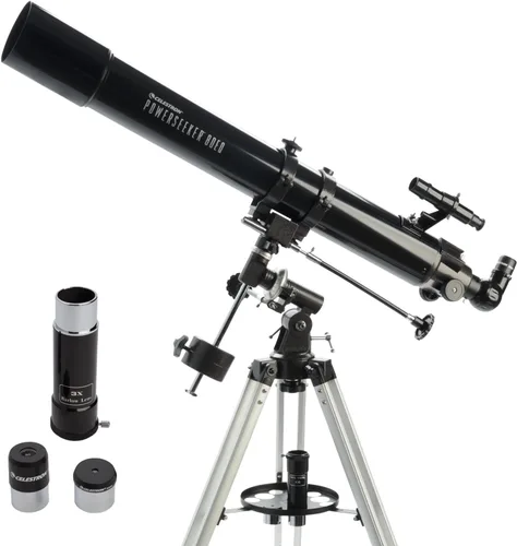 Vista 9 de Celestron - Telescopio PowerSeeker 70EQ - Telescopio ecuatorial alemán manual para principiantes - Compacto y portátil - Paquete de software