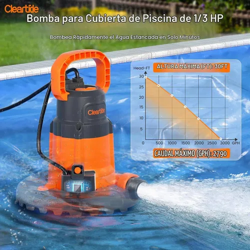 Vista 3 de Bomba automática inteligente para cubierta de piscina de agua, bomba sumergible que elimina el agua de las piscinas de invierno enterradas/sobre