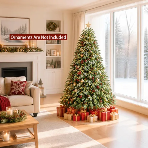 Vista 9 de COSTWAY Árbol de Navidad artificial de 6 pies, diseño preiluminado con Verde nevado