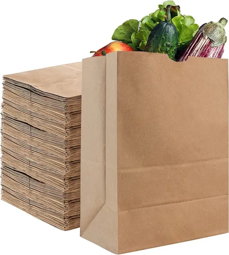 Vista 8 de Stock Your Home Bolsas de papel kraft marrón de 52 libras (50 unidades) – Bolsas de comestibles grandes a granel para compras