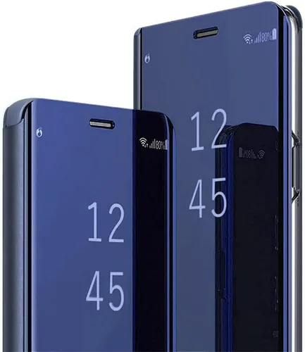 Vista 10 de Compatible con Samsung Galaxy S21 FE - Funda de piel transparente con espejo S-View, a prueba de golpes, con función atril, antiarañazos, funda Negro