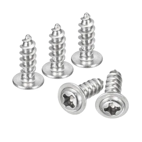 Vista 29 de uxcell ST3x6mm Phillips Pan Head Tornillo Autorroscante con Arandela, 100 piezas - Tornillo de madera de acero inoxidable 304 rosca completa (plata)