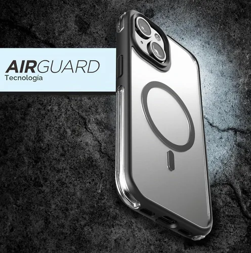 Vista 2 de Encased MAG - Funda para cinturón diseñada para iPhone 15 con clip de funda, tecnología protectora AirGuard (negro/transparente) compatible