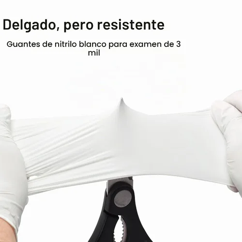 Vista 7 de Guantes de examen desechables de nitrilo SwiftGrip, 3 mil, XS, Caja de 100, guantes de nitrilo blancos desechables libres de látex para uso médico