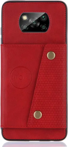 Vista 9 de Funda con tarjetero para Xiaomi Poco X3/X3 NFC/X3 Pro, parte trasera con piel sintética plegable doble hebilla multifunción bolsa para tarjetas