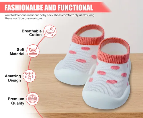 Vista 2 de Baby Shoes Boys Girls First Walking Shoes Non Slip Soft Sole Sneakers Toddler Infant Babygirl Sock Shoes