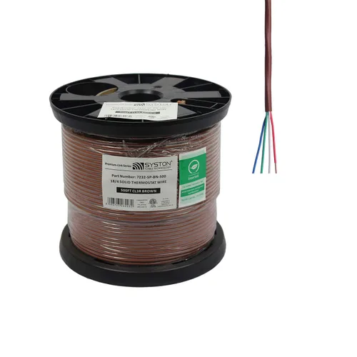 Vista 24 de Syston 18/2 Cable de control de termostato y timbre HVAC para calefacción, conductores 100% de cobre sólido CL3R/FT4/CMR nominal UL/ETL, resistente