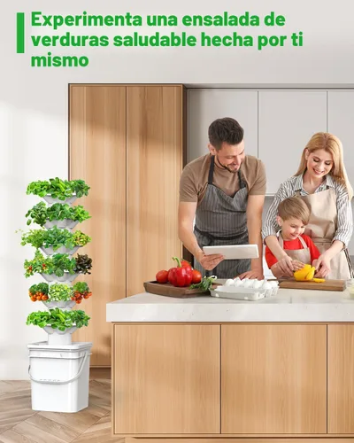 Vista 7 de Kit de sistema de cultivo hidropónico vertical sjzxuv, kits de sistema de jardinería interior y exterior, torre de cultivo de hierbas y frutas, 6