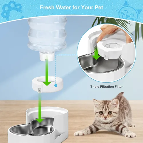 Vista 3 de Paquete de 4 filtros de repuesto para dispensador de agua de mascotas por gravedad de 3.6L/4.6L/6L/8L, repuesto de filtro de agua para perros