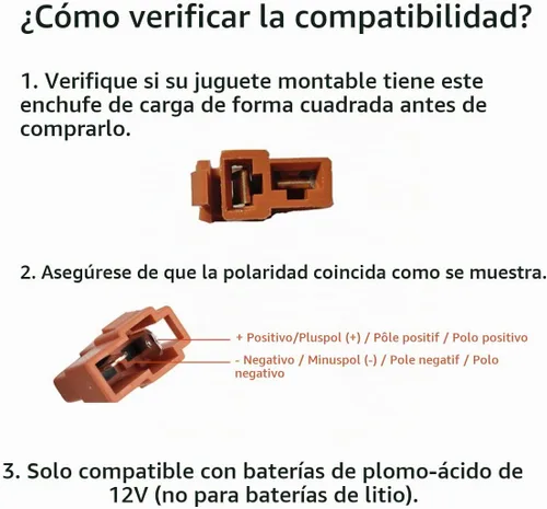 Vista 3 de Cargador de 6 V para niños, juguetes y autos, adaptador de enchufe cuadrado