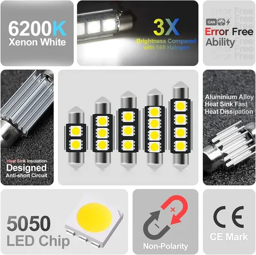 Vista 9 de 9 bombillas LED interiores para Hyundai Kona/Kona N 2017 2018 2019 2020 2021 2022 superbrillantes 6000K LED blancas bombillas interiores bombillas