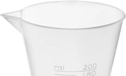 Vista 3 de EISCO 12PK medidas cónicas, 6.8 fl oz, plástico de polipropileno, translúcido, boquilla de vertido, graduaciones elevadas de 0.3 onzas líquidas