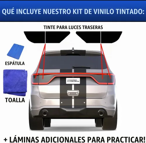 Vista 5 de Se adapta al kit de tinte de luz trasera Dodge Durango 2014-2024. Accesorios de superposición de luz trasera de vinilo ahumado negro oscuro.