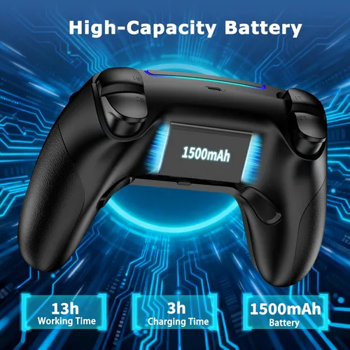Vista 6 de VidPPluing Wireless Controller Compatible with PS5/Android/IOS/MAC/Steam Deck, Gamepad with LED Lighting/Hall Effect Trigger/Turbo/Macro/Dual