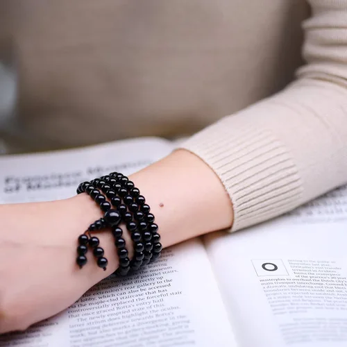 Vista 2 de Onyx Tiger Eye 108 Mala Beads Pulsera Collar