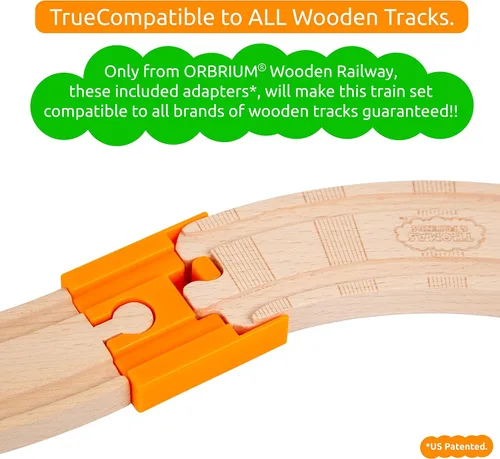 Vista 4 de Paquete de expansión para vías de tren Orbrium Toys, 56 piezas de madera con túnel, compatibles con el juego de ferrocarril de madera Thomas Brio