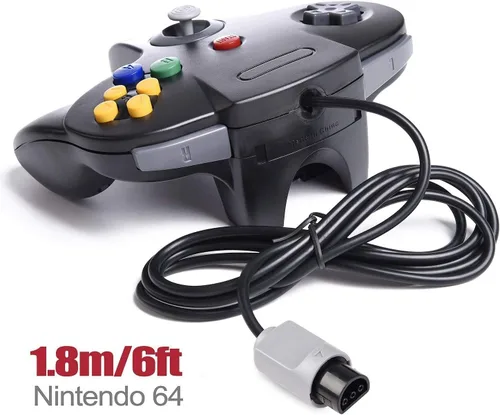 Vista 4 de miadore Controlador clásico N64, Retro N64 64-bit Remote Gamepad Joystick para consola N64 sistema de videojuegos (negro)