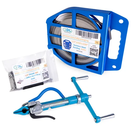 Vista 19 de IDL Packaging Kit de bandas de acero inoxidable 201 de 1/2 pulgada, herramienta de bandas de alta resistencia + bobina de bandas de acero inoxidable