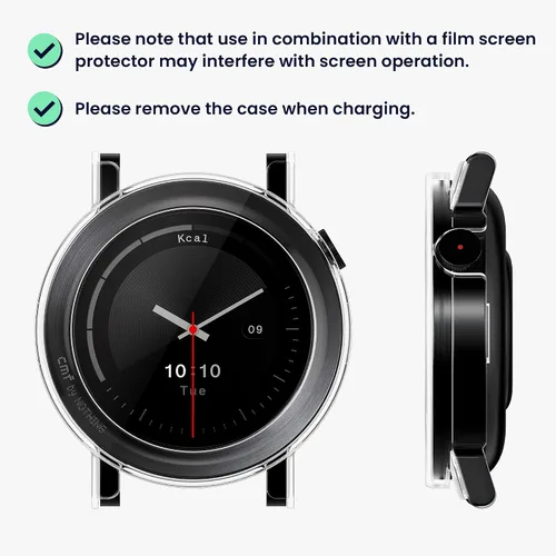 Vista 5 de kwmobile Funda compatible con CMF Watch 3 Pro Covers - Vidrio templado 2X con marco de plástico - Transparente/Negro