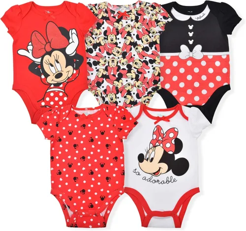 Vista 7 de Disney Minnie Mouse Fabulous - Paquete de 5 mamelucos para niñas recién nacidas, bebés y bebés