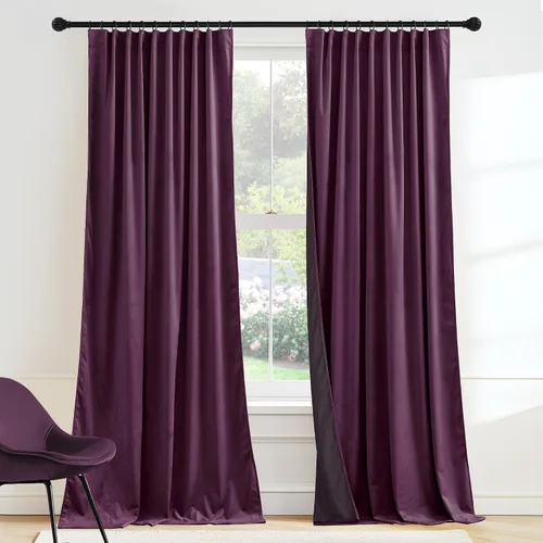 Vista 66 de RYB HOME Cortinas opacas de terciopelo para dormitorio, aislamiento térmico, privacidad, luz solar, bloqueo de calor, cortinas lujosas con bolsillo