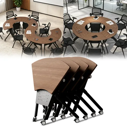 Vista 27 de 2Pack Folding Conference Table, 47.2in Modular Training Table with Wheels Grey